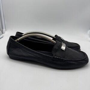 Coach Fredrica Black‎ Leather Loafers Women US 9.5 B Slip On Moc Toe Shoes